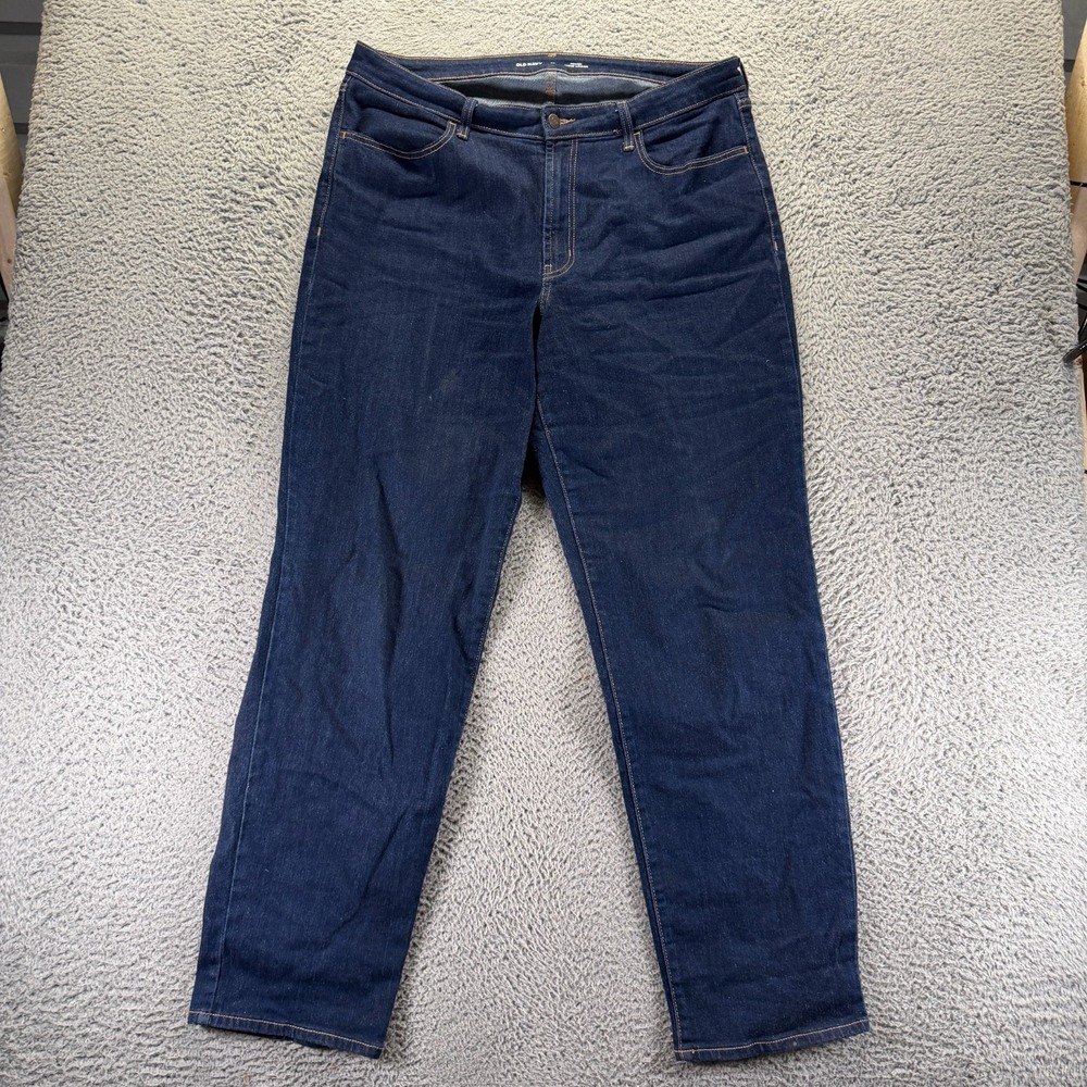 Old Navy Wow Jeans Womens 16T Blue Cotton Denim Straight Loose High Rise Stretch